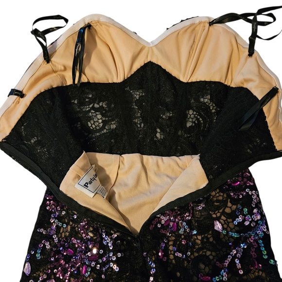 Black and Purple Sequin Homecoming Mini Dress - Picture 4 of 6